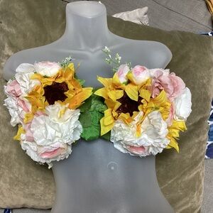 Maden Size 34B Floral Bustier Top with Sunflower and Peony Design